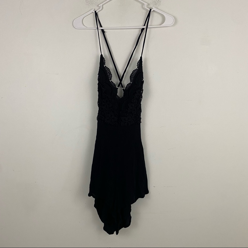 LULUS Star Spangled Black Backless Lace Romper - Picture 7 of 8